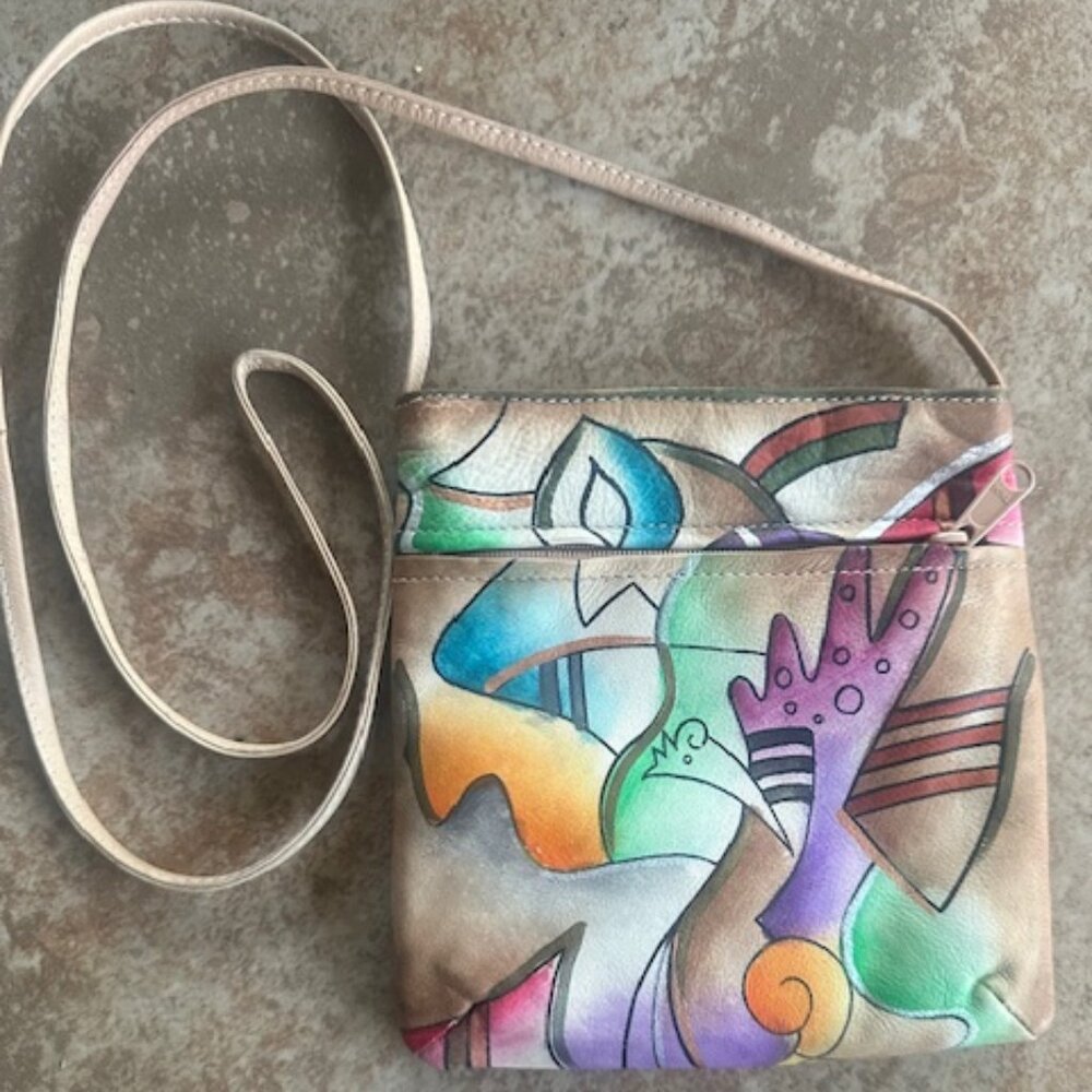 Crossbody Leather Crossbody Bag with Vibrant Colors
